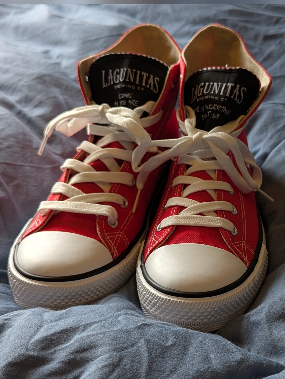 Rare Lagunitas Red Canvas High-Top Sneakers - Brand New - Women's 10, Men's 8.5
